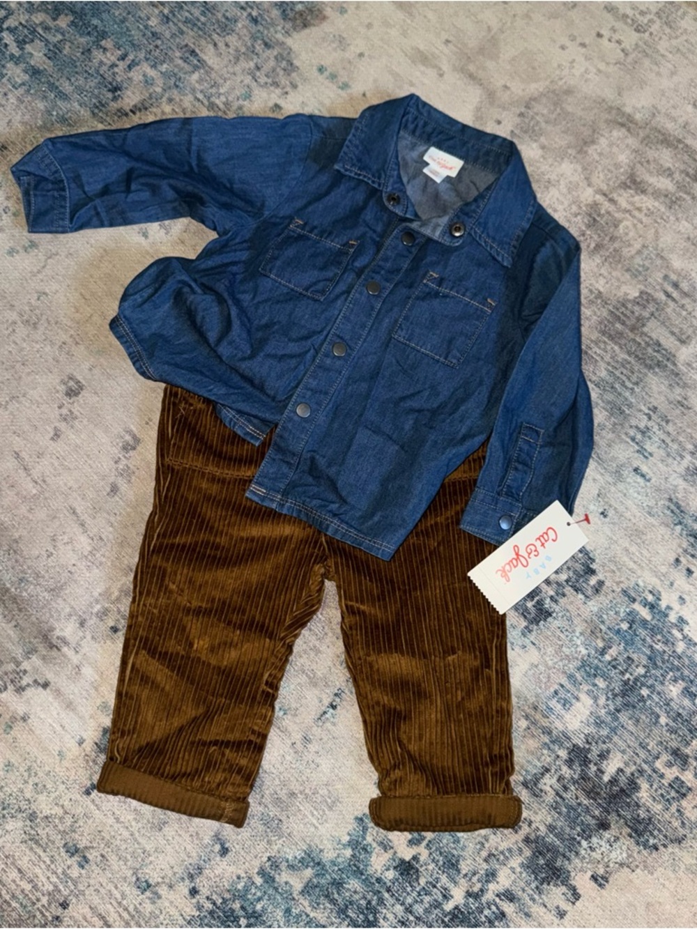 Cat & Jack Blue Denim Jacket with Brown Corduroy Pants Set
